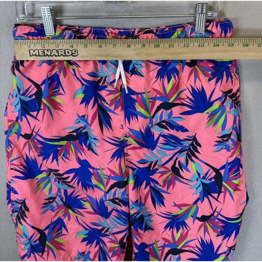Lands End Boy's Sz 2XL (18-20) Pink Tropical Prints Mesh Lined Swim Trunk Shorts